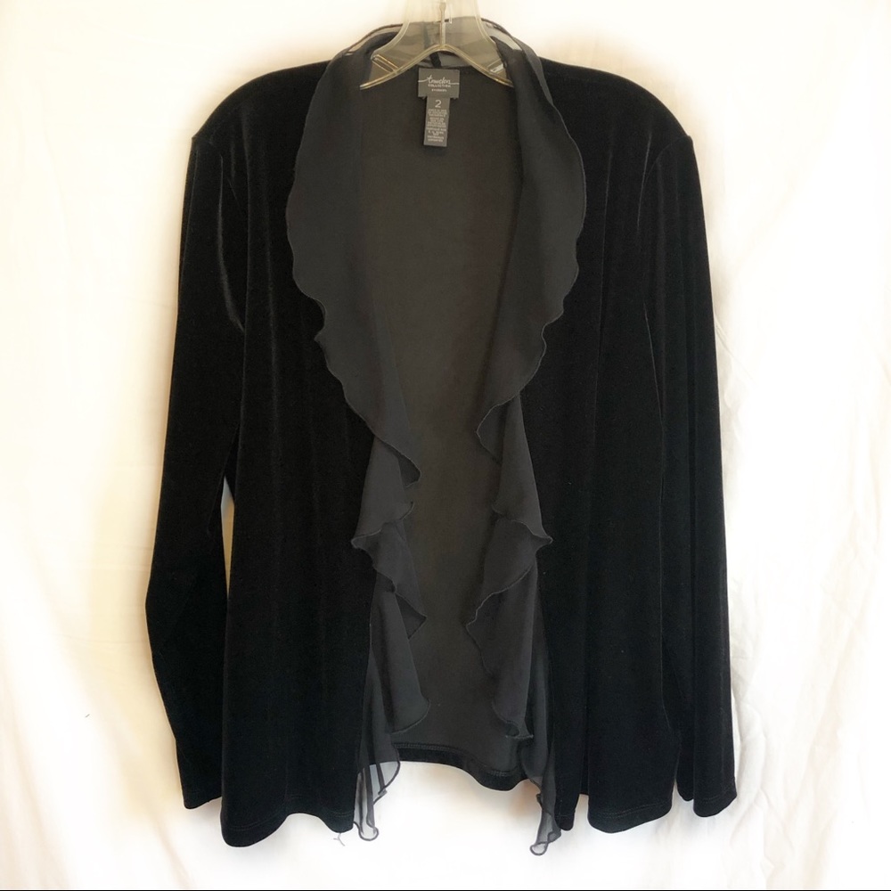 Velvet black open cardigan
